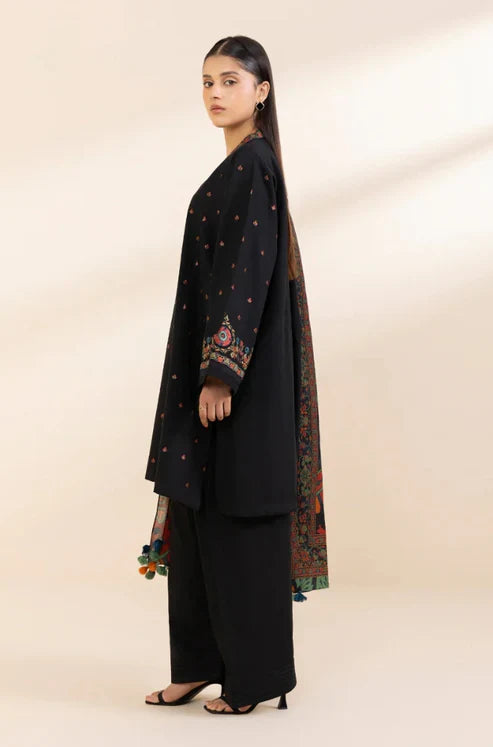 SAPPHIRE- 3PC DHANAK EMBROIDERED SHIRT WITH WOOL PRINT SHAWL & TROUSER-TBF-1760