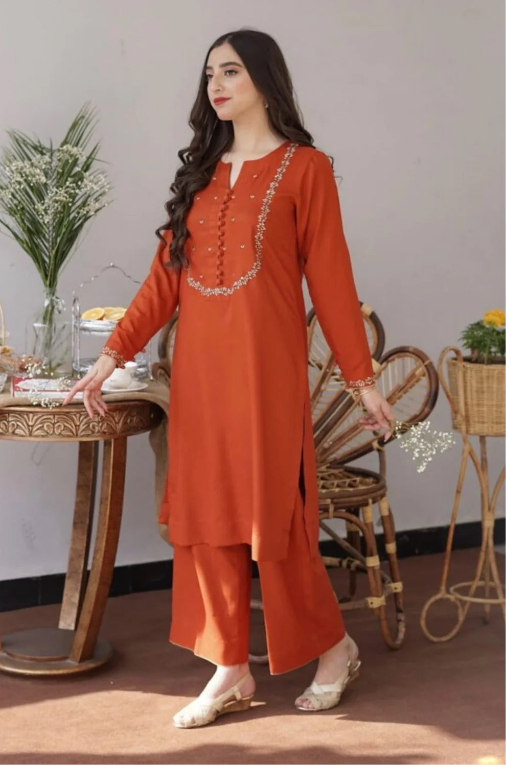 ASLING - 3PC DHANAK EMBROIDERED SHIRT DHANAK DUPATTA AND TROUSER-TANA-1585