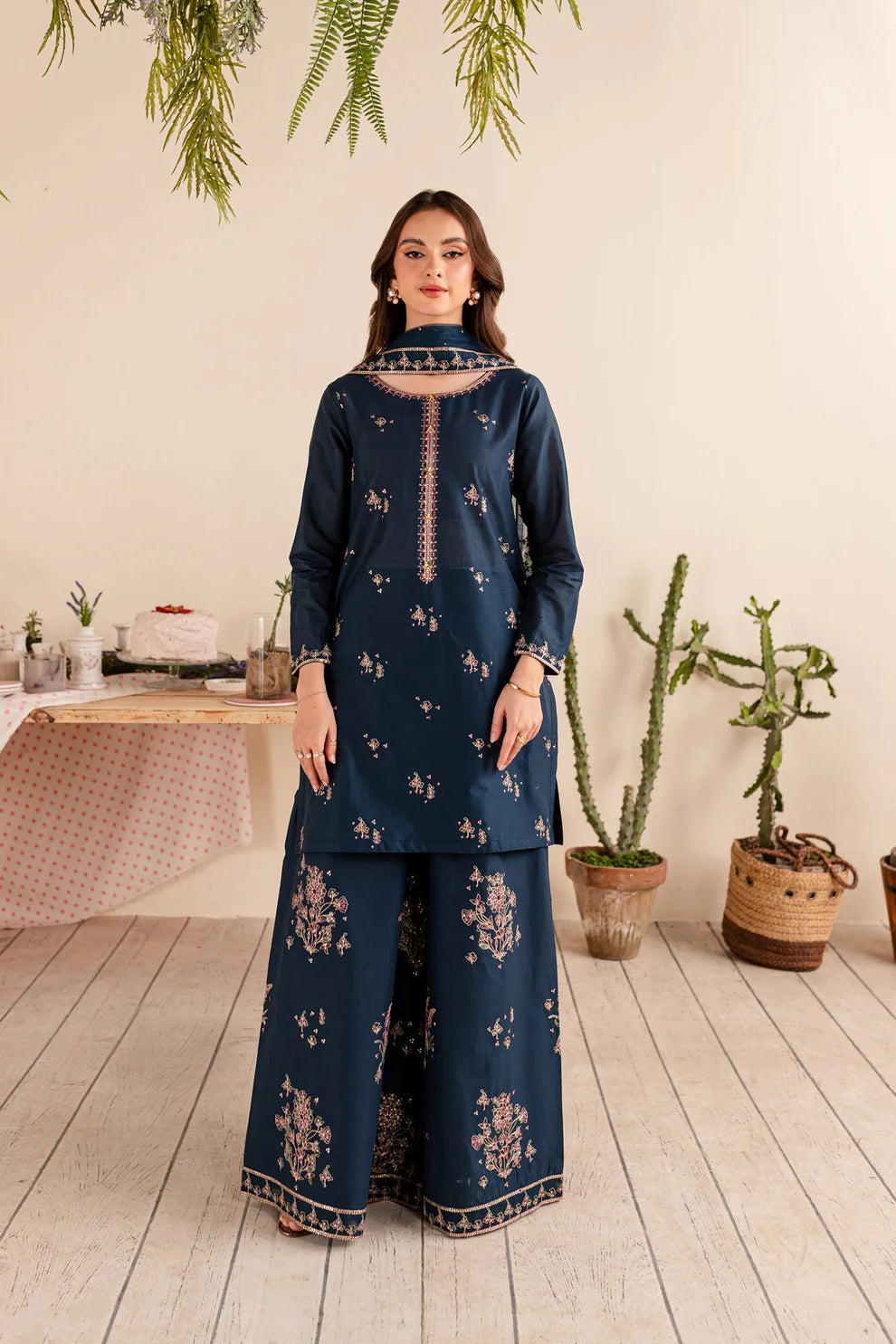 BATIK- 3PC DHANAK EMBROIDERED SHIRT DHANAK EMBROIDERED DUPATTA AND TROUSER-TANA-1698