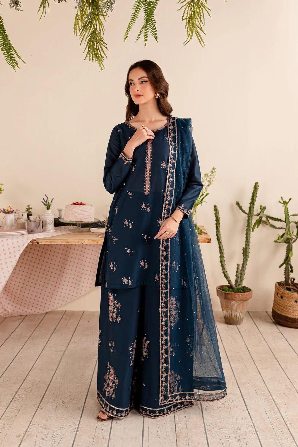 BATIK- 3PC DHANAK EMBROIDERED SHIRT DHANAK EMBROIDERED DUPATTA AND TROUSER-TANA-1698