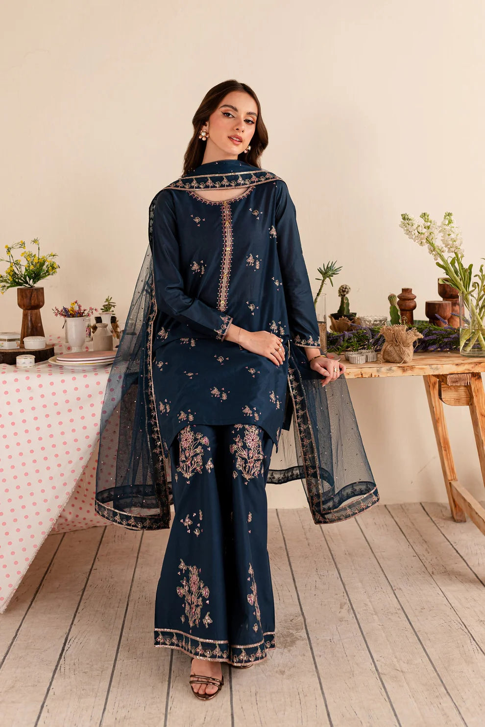 BATIK- 3PC DHANAK EMBROIDERED SHIRT DHANAK EMBROIDERED DUPATTA AND TROUSER-TANA-1698