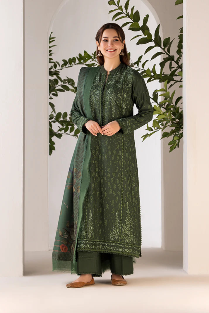 SOBIA NAZIR- 3PC DHANAK EMBROIDERED SHIRT WITH WOOL PRINT SHAWL AND TROUSER-TBF-1754