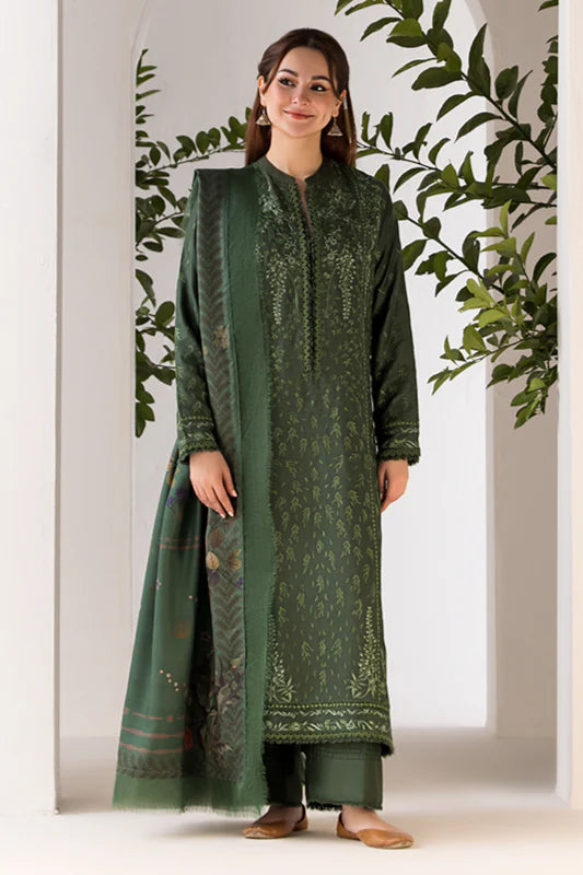 SOBIA NAZIR- 3PC DHANAK EMBROIDERED SHIRT WITH WOOL PRINT SHAWL AND TROUSER-TBF-1754