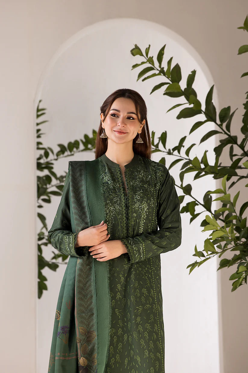 SOBIA NAZIR- 3PC DHANAK EMBROIDERED SHIRT WITH WOOL PRINT SHAWL AND TROUSER-TBF-1754