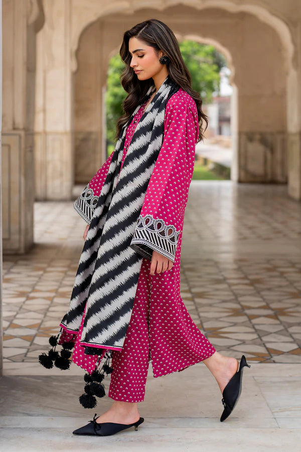 CHARIZMA- 3PC KARANDI PRINTED SHIRT WITH KARANDI PRINTED DUAPTTA AND TROUSER-TANA-1712