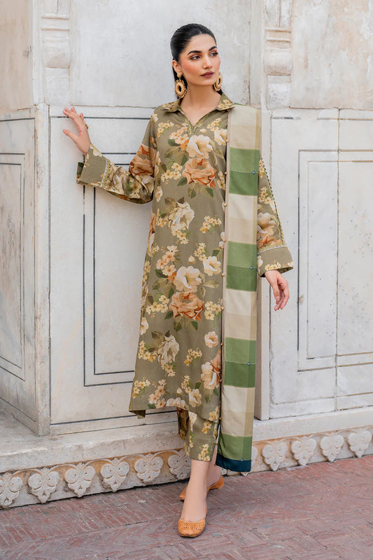 BAROUQUE- 3PC KARANDI PRINTED SHIRT WITH KARANDI PRINTED DUAPTTA AND TROUSER-TANA-1722