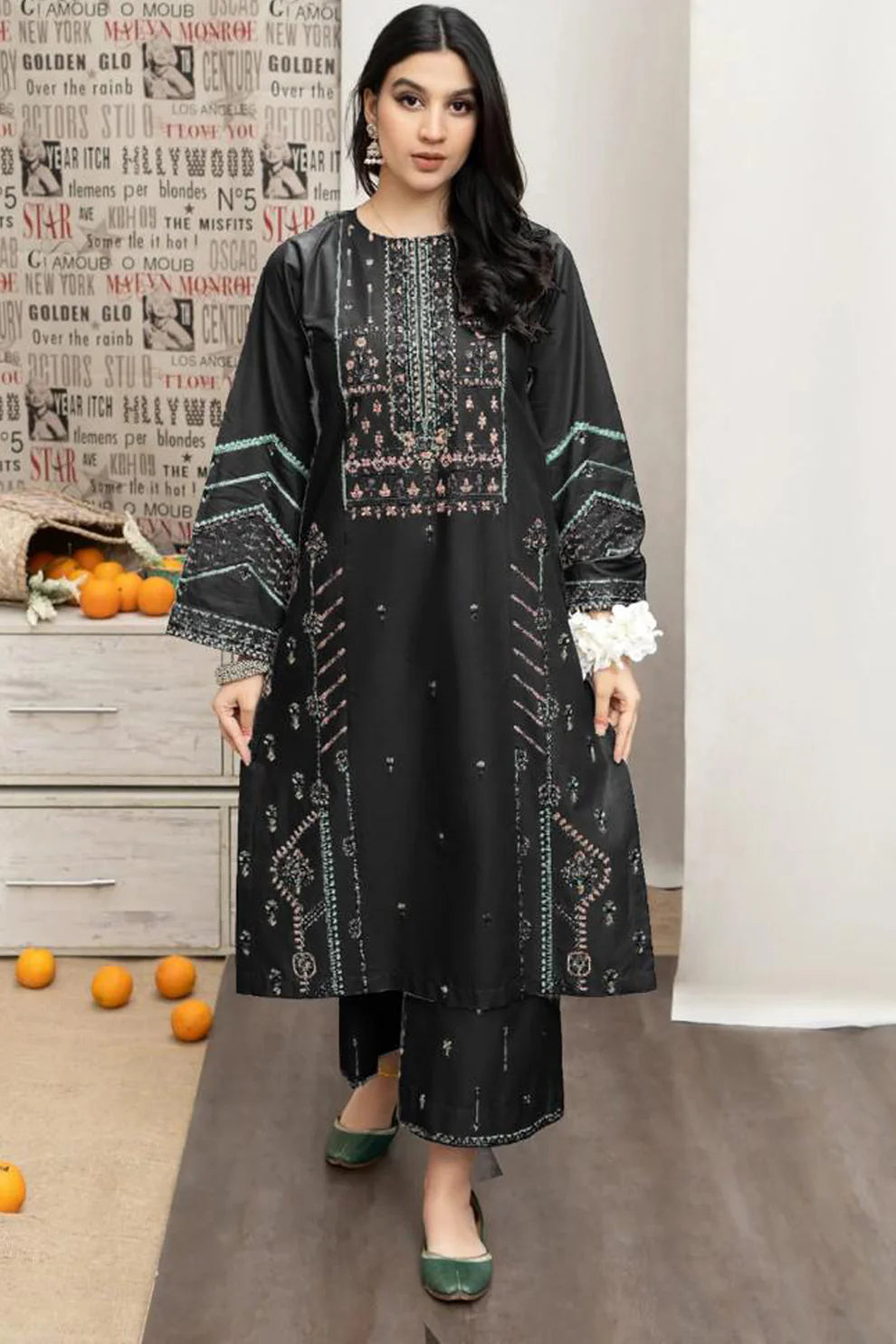 URGE - 3PC LAWN EMBROIDERED SHIRT WITH DIAMOND PRINTED DUPATTA AND EMB TROUSER- TANA-5203