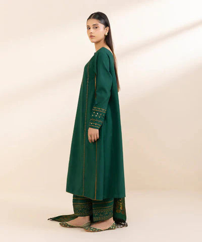 SAPPHIRE - 3PC DHANAK EMBROIDERED SHIRT WITH WOOL PRINTED SHAWL & TROUSER-TBF- 1756