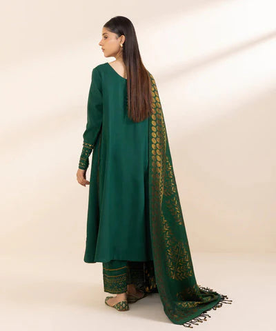 SAPPHIRE - 3PC DHANAK EMBROIDERED SHIRT WITH WOOL PRINTED SHAWL & TROUSER-TBF- 1756