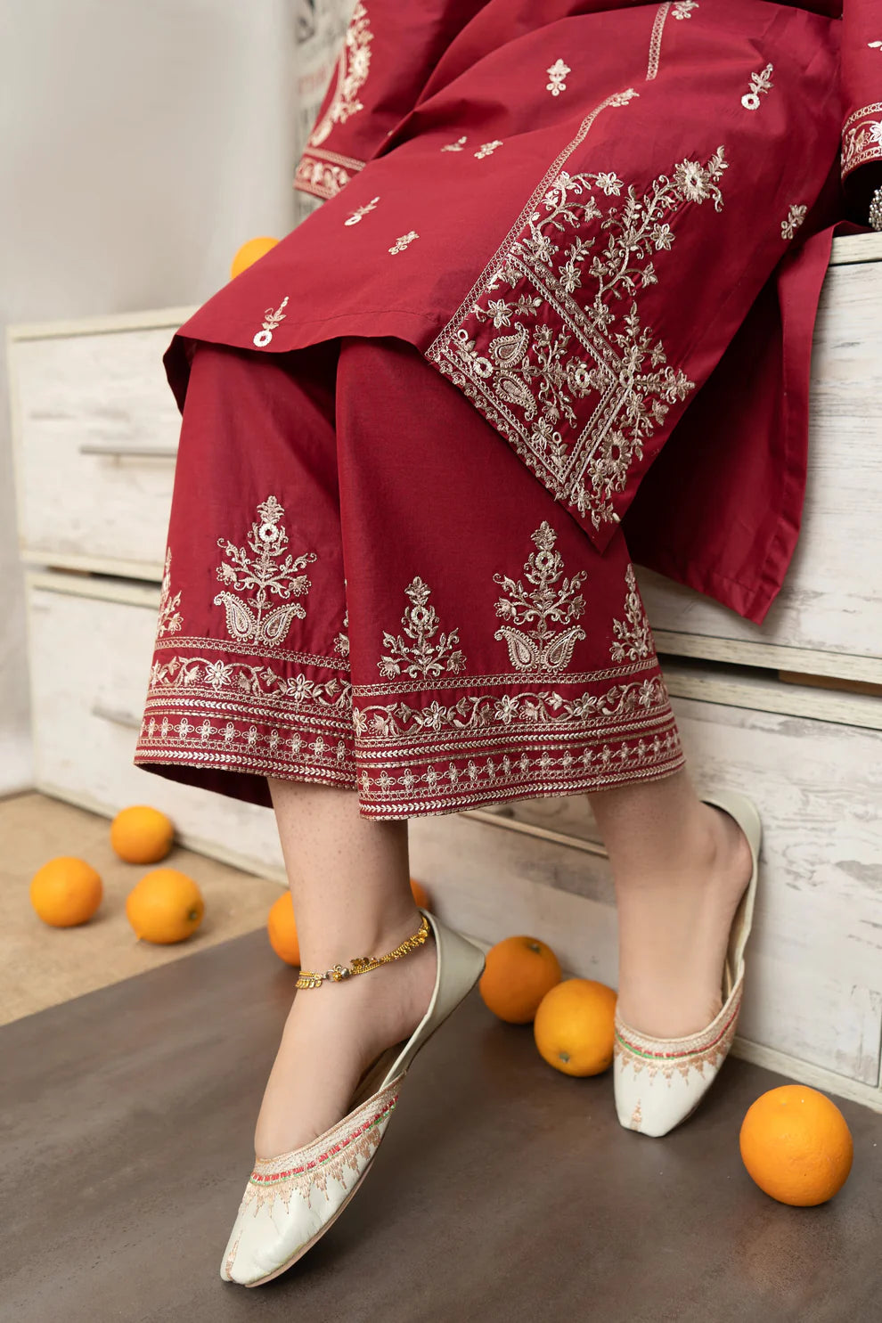 URGE - 3PC LAWN EMBROIDERED SHIRT WITH DIAMOND PRINTED DUPATTA AND EMB TROUSER-TANA-2008