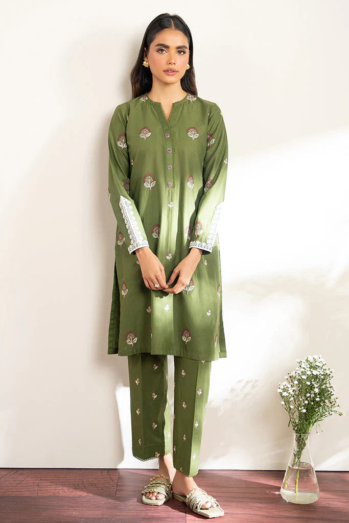 CROSS STICH-DHANAK 2PC EMBROIDRED SHIRT WITH EMBROIDRED TROUSER-TANA-1504