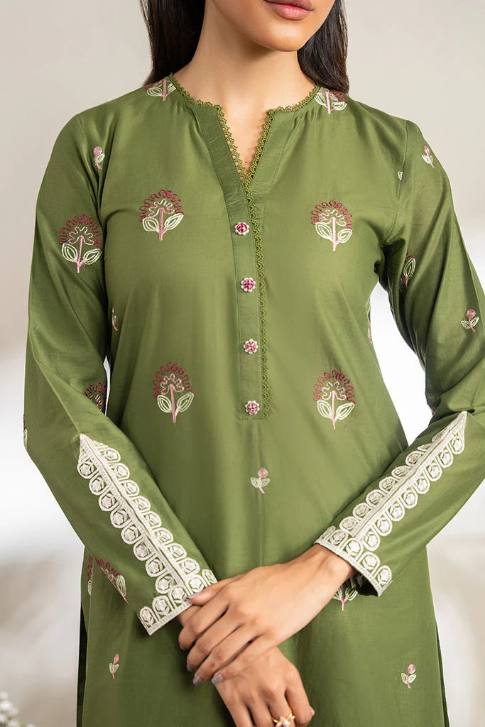 CROSS STICH-DHANAK 2PC EMBROIDRED SHIRT WITH EMBROIDRED TROUSER-TANA-1504