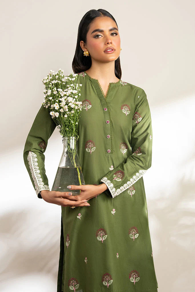 CROSS STICH-DHANAK 2PC EMBROIDRED SHIRT WITH EMBROIDRED TROUSER-TANA-1504