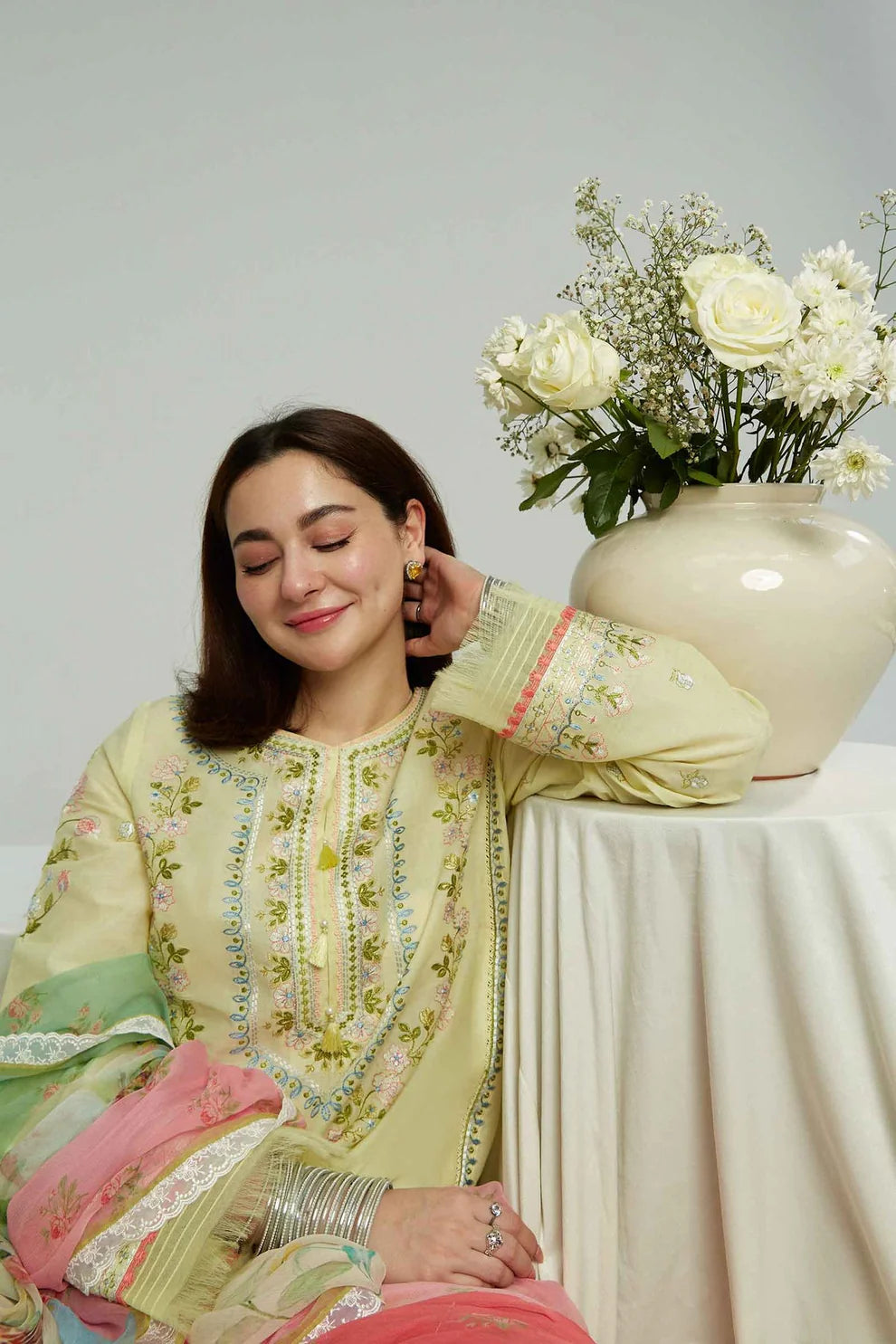 ZAHRA SHAHJAHAN- 3PC LAWN CHIKENKARI EMBROIDERED SHIRT WITH ORGANZA PRINT DUPATTA0-TANA-5230