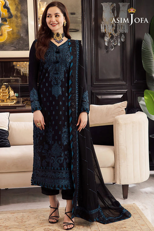 ASIM JOFA- 3PC LAWN EMBROIDERED SHIRT WITH BAMBER CHIFFON EMBROIDERED DUPATTA AND TROUSER- TANA-5299