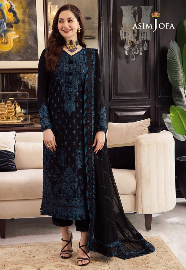 ASIM JOFA- 3PC LAWN EMBROIDERED SHIRT WITH BAMBER CHIFFON EMBROIDERED DUPATTA AND TROUSER- TANA-5299