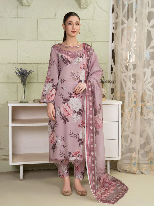 BAROUQUE- 3PC KARANDI PRINTED SHIRT WITH KARANDI PRINTED DUAPTTA AND TROUSER-TANA-1718