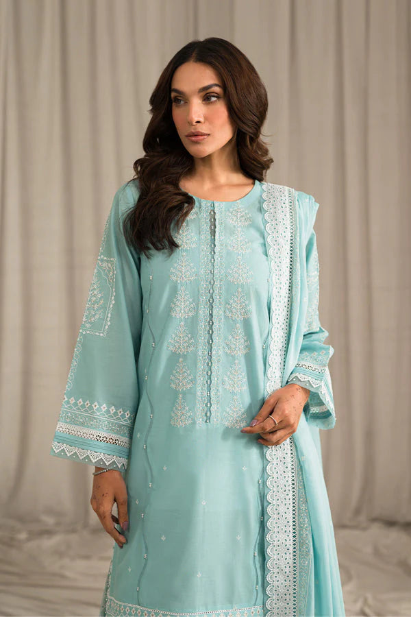 SEHAR BY MIRAJ- LAWN 3PC EMBROIDERED SHIRT WITH ORGANZA EMBROIDERED DUPATTA WITH TROUSER-TANA-5291