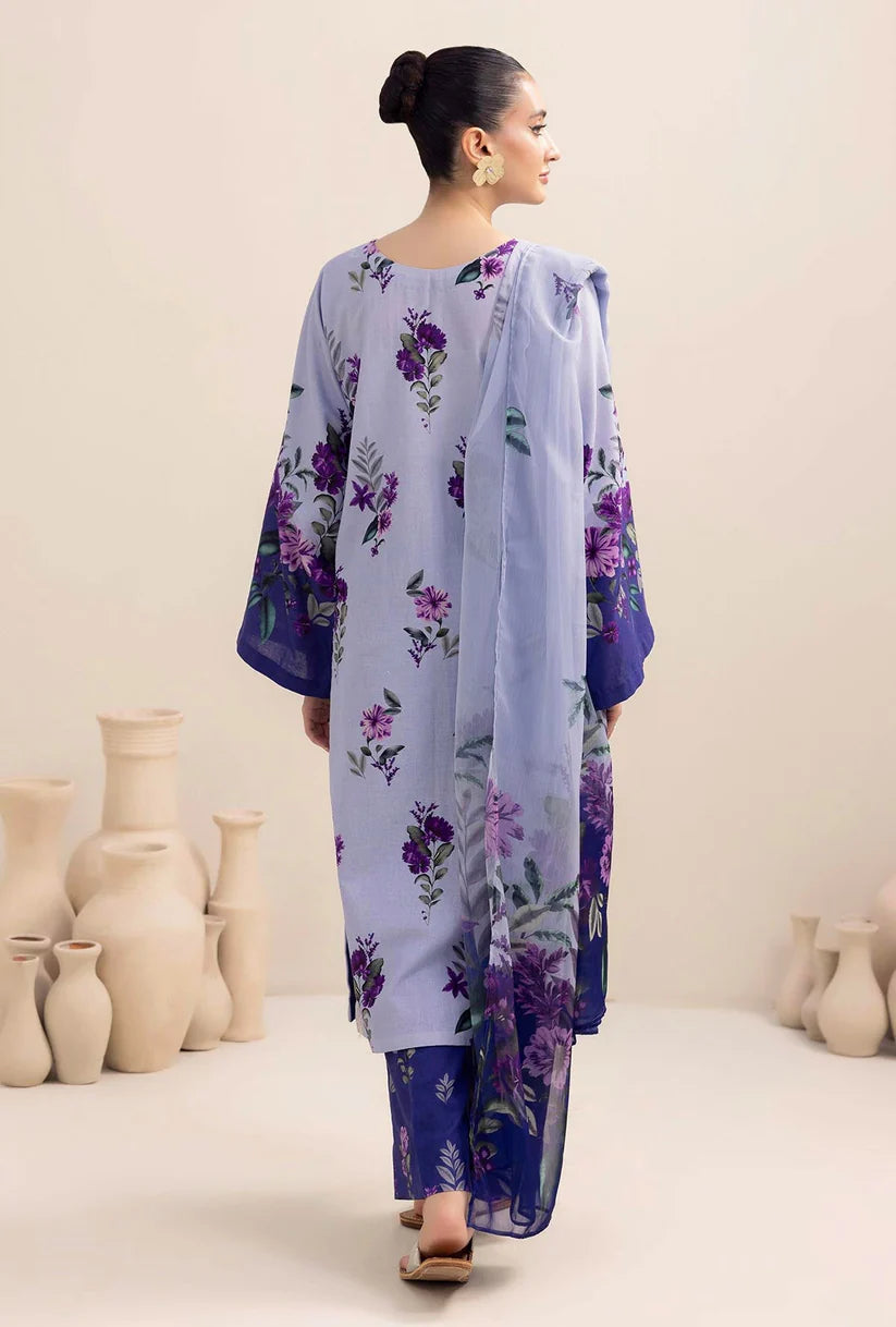 ADAN LIBAAS-3PC KARANDI PRINTED EMBROIDERED SHIRT WITH KARANDI PRINTED SHAWL AND KARANDI PRINTED TROUSER-TBF-1783