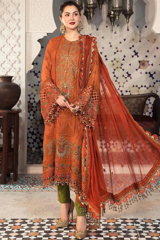 MARIA-B - 3PC LAWN EMBROIDERED WITH CHIFFON EMBROIDERED DUPATTA - TANA-5250