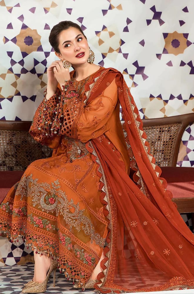 MARIA-B - 3PC LAWN EMBROIDERED WITH CHIFFON EMBROIDERED DUPATTA - TANA-5250