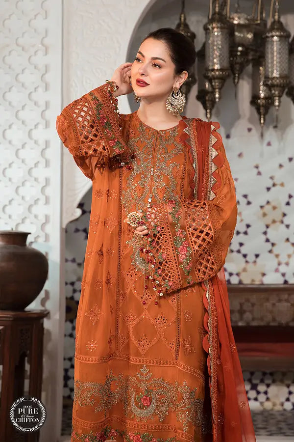 MARIA-B - 3PC LAWN EMBROIDERED WITH CHIFFON EMBROIDERED DUPATTA - TANA-5250