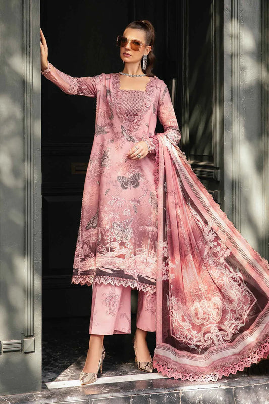 MARIA B- 3PC KARANDI PRINTED EMBROIDERED SHIRT WITH KARANDI PRINTED SHAWL AND KARANDI PRINTED TROUSER-TANA-1678