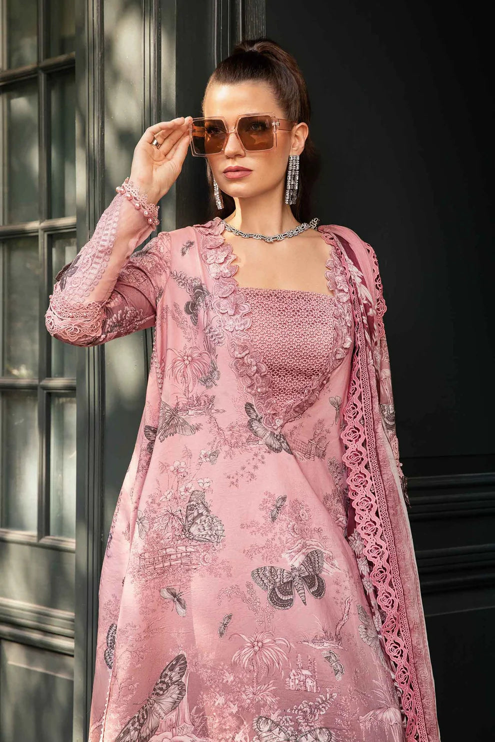 MARIA B- 3PC KARANDI PRINTED EMBROIDERED SHIRT WITH KARANDI PRINTED SHAWL AND KARANDI PRINTED TROUSER-TANA-1678