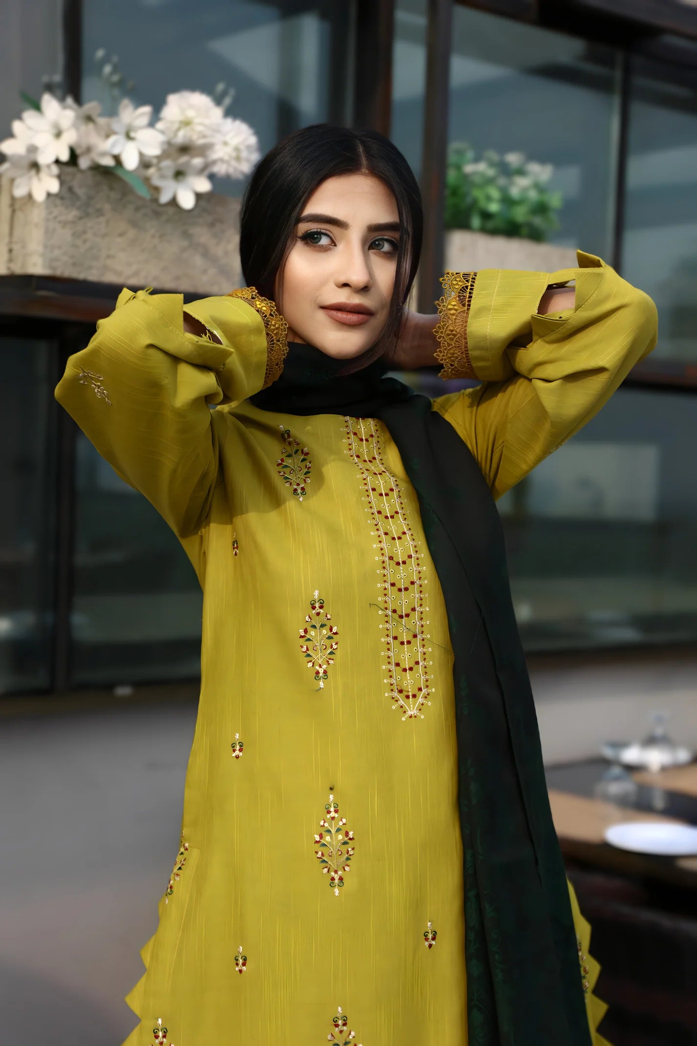 TANA BANA -3PC KHADDAR CUTWORK EMBROIDERED SHIRT WITH KASHMIRI JACQUARD WOOL SHAWL-TBF- 1819-M