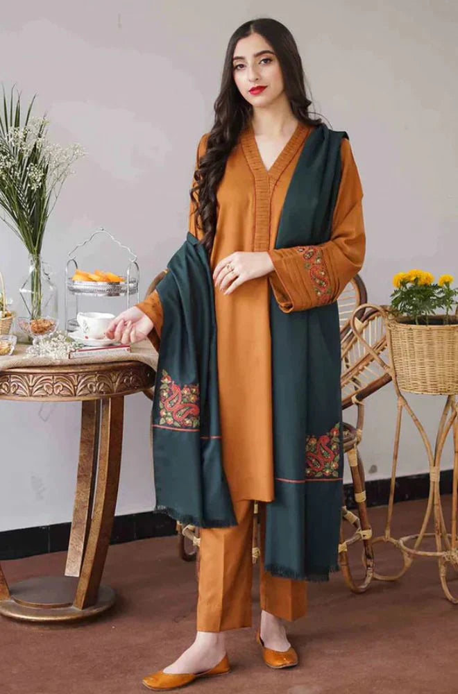 AISLING 3PC DHANAK EMBROIDERED WITH DHANAK EMBROIDERED SHAWL-TANA-2245