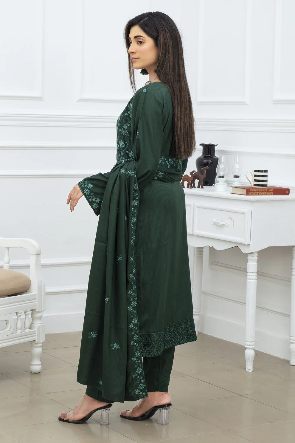 TANA BANA-3PC VISCOUS EMBROIDRED SHIRT WITH VISCOUS EMBROIDRED SHAWL AND TROUSER0-1553