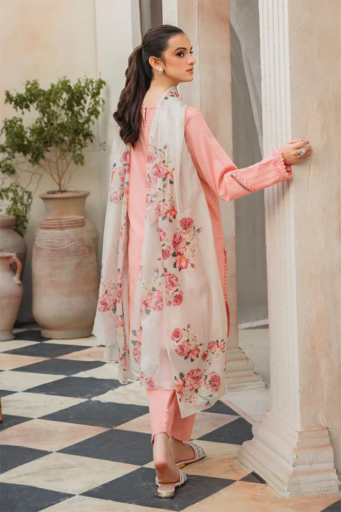 ZIVA - 3PC LAWN EMBROIDERED SHIRT WITH DIAMOND PRINTED DUPATTA AND TROUSER-TANA-5205