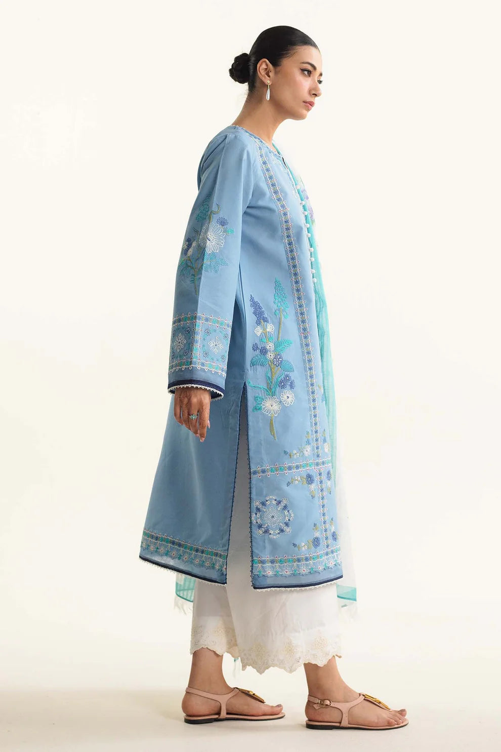 ZAHRA SHAHJAHAN- 3PC LAWN EMBROIDERED SHIRT WITH DIAMOND PRINT DUPATTA -TANA-5283