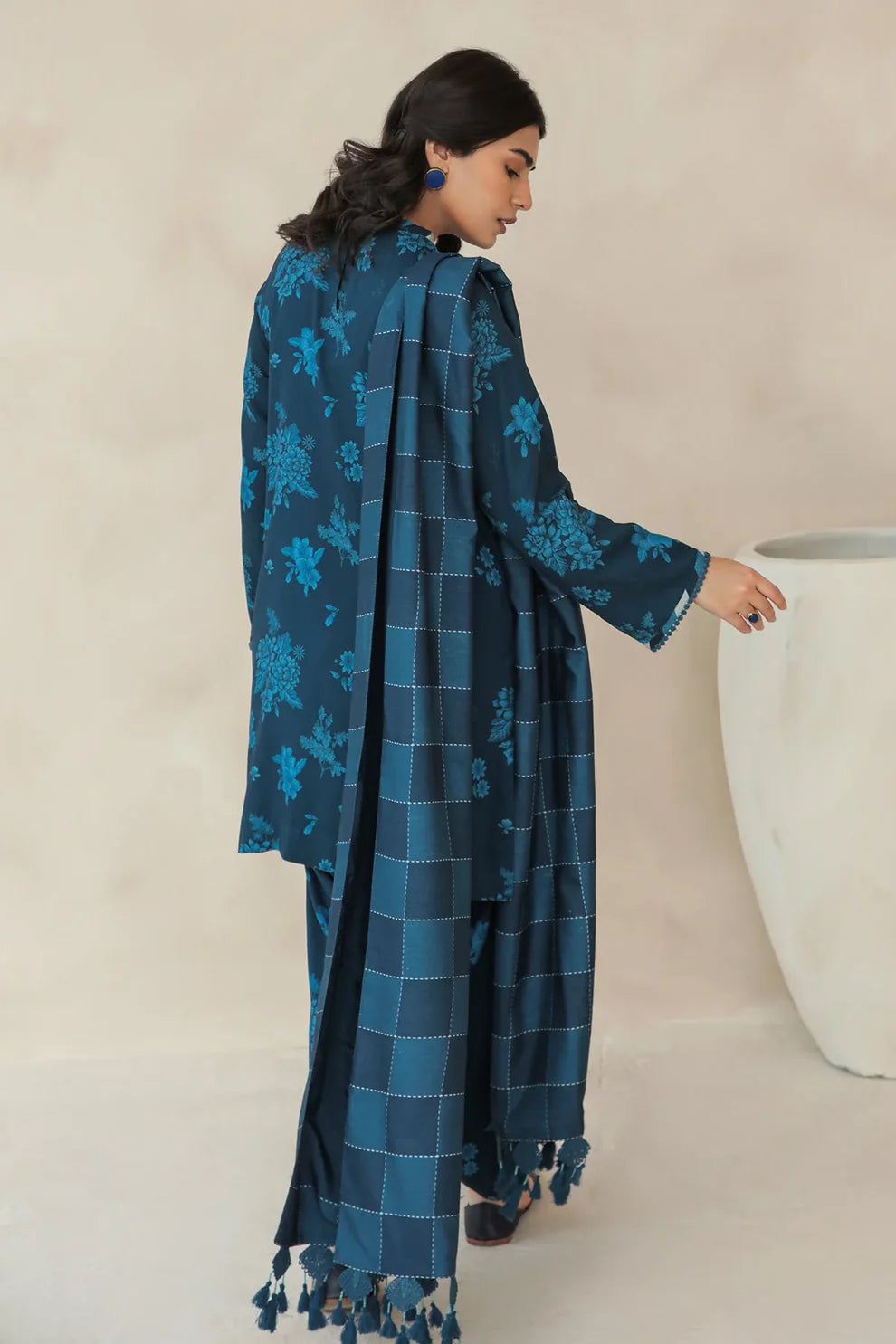 BAROQUE - 3PC KARANDI PRINTED SHIRT WITH KARANDI PRINTED DUAPTTA AND TROUSER-TANA-1596