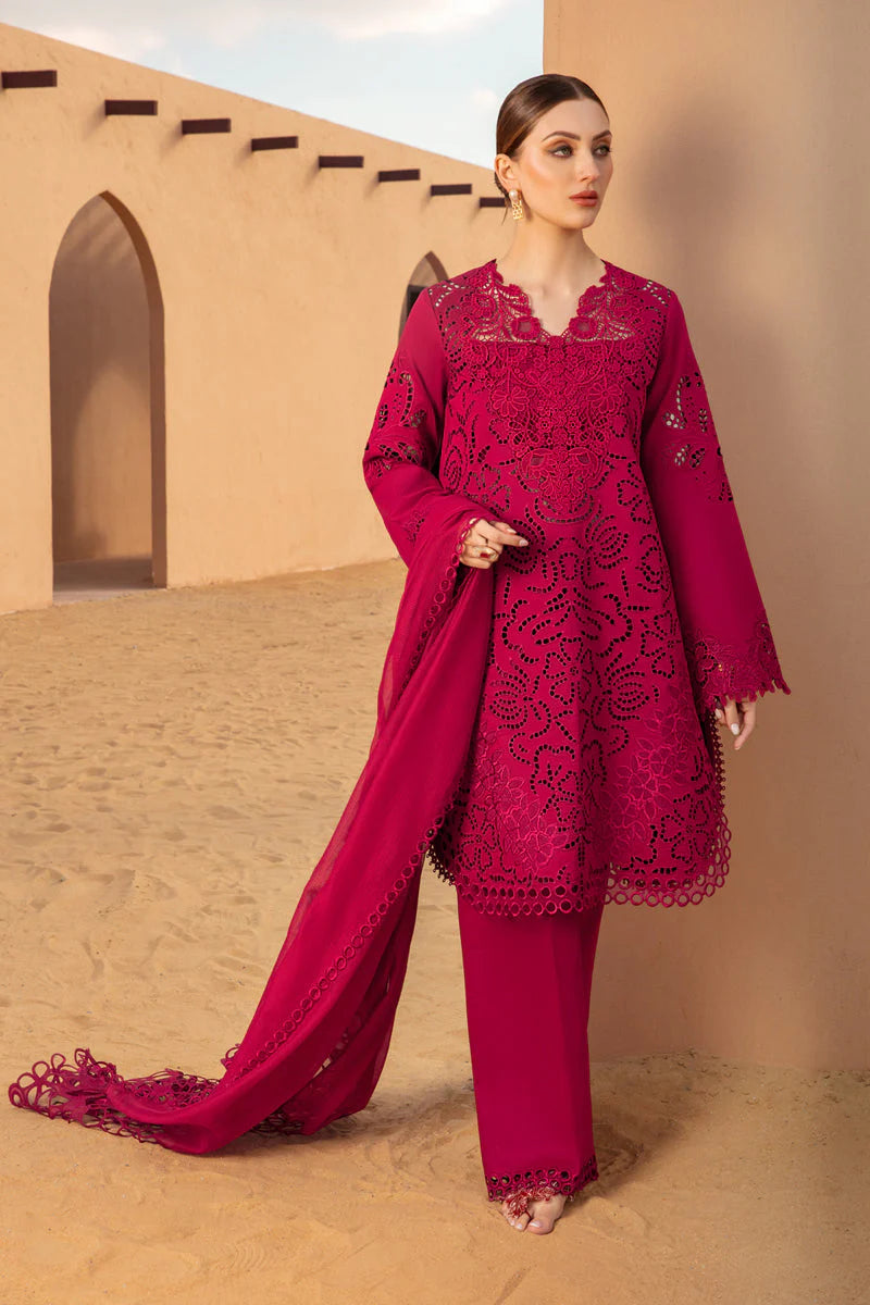 RANG RASIYA-CHIKAN KARI 3PC EMBROIDERED LAWN SHIRT WITH ORGANZA EMBROIDERED DUPATTA AND TROUSER-TANA-4085