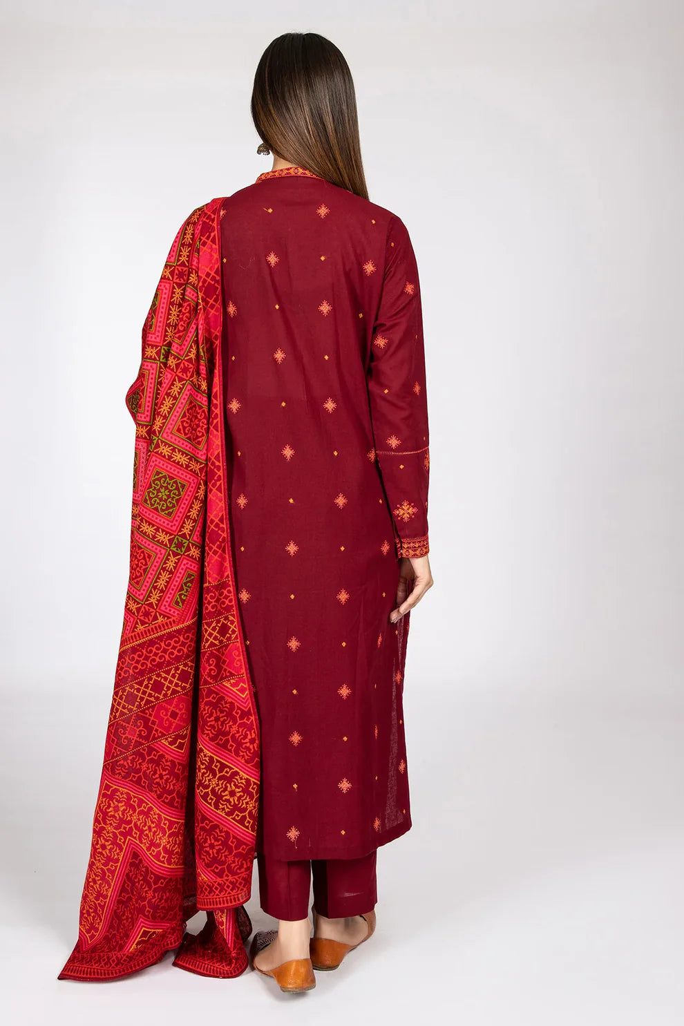 KAYSERIA- 3PC DHANAK EMBROIDERED WITH COUTURE WOOL PRINT SHAWL-TANA-1524