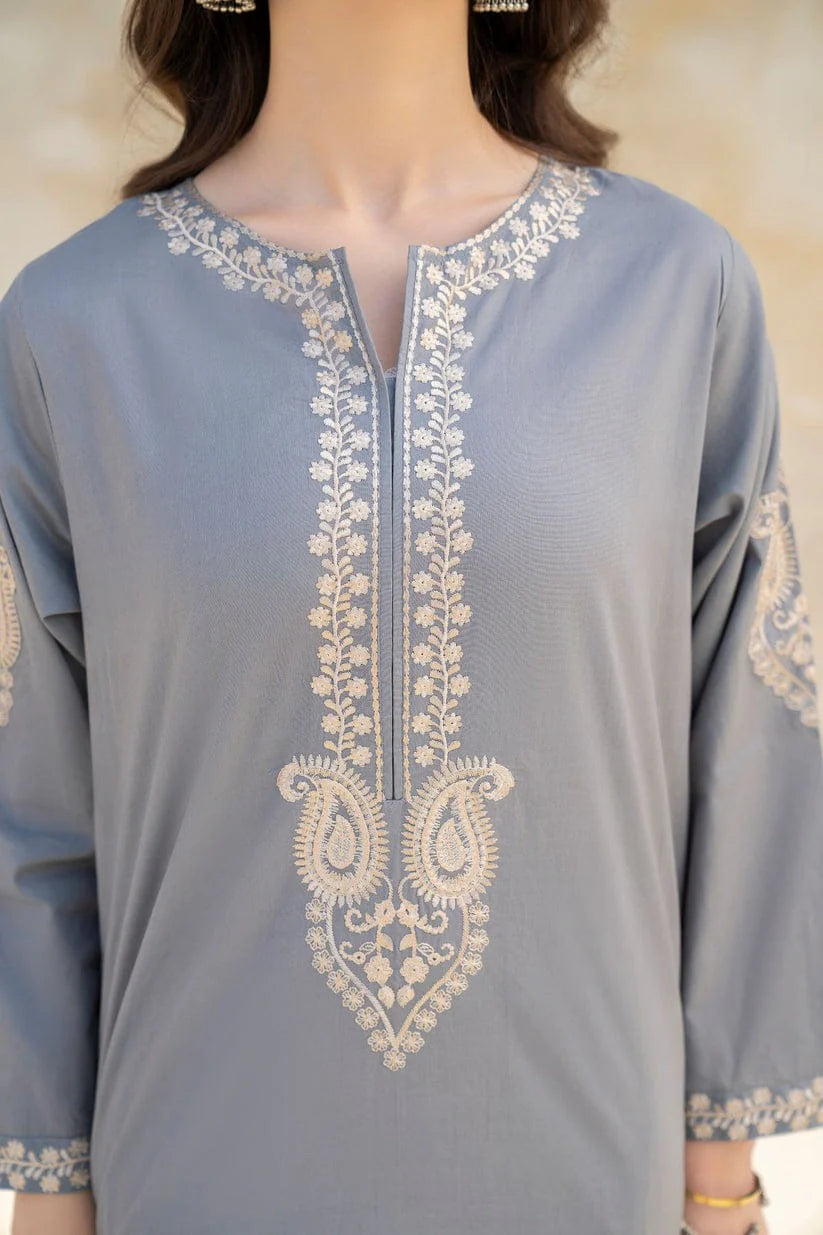 HANA- 2PC DHANAK EMBROIDERED SHIRT AND TROUSER-TANA- 1635