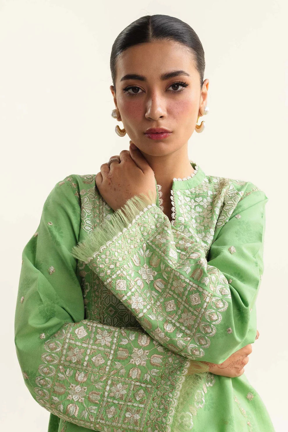 ZAHRA SHAHJAHAN- 3PC LAWN EMBROIDERED SHIRT WITH DIAMOND PRINT DUPATTA- TANA-5259