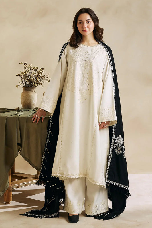 COCO BY ZARASHAHJAHAN - 3PC DHANAK SHIRT WITH SLUB DHANAK PRINT SHAWL -TANA-1541