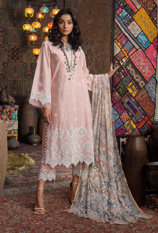 ADAN LIBAS- LAWN 3PC EMBROIDERED SHIRT WITH DIAMOND PRINT DUPATTA WITH TROUSER-TANA-4088