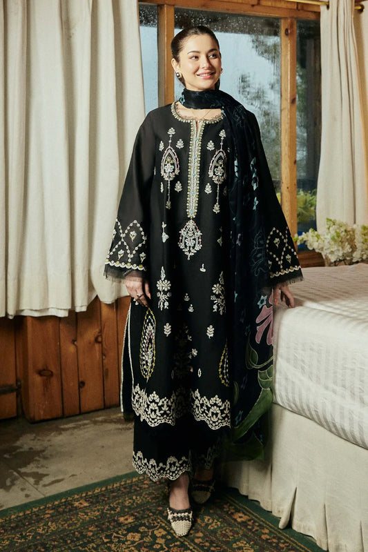 ZAHRA SHAHJAHAN- 3PC LAWN EMBROIDERED SHIRT WITH DIAMOND PRINT DUPATTA -TANA-5253