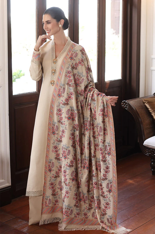 BAREEZE- 3PC DHANAK EMBROIDERED SHIRT WITH DHANAK EMBROIDERED SHAWL-TANA-1582