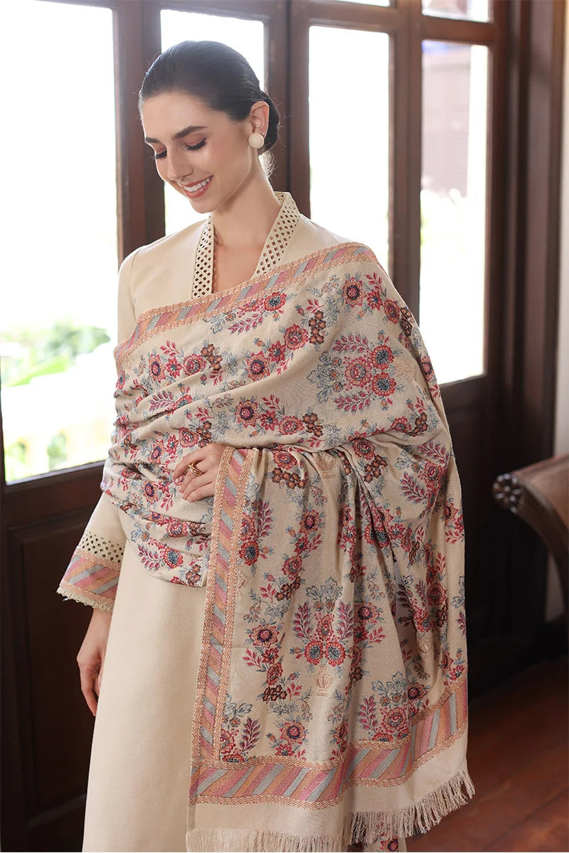 BAREEZE- 3PC DHANAK EMBROIDERED SHIRT WITH DHANAK EMBROIDERED SHAWL-TANA-1582