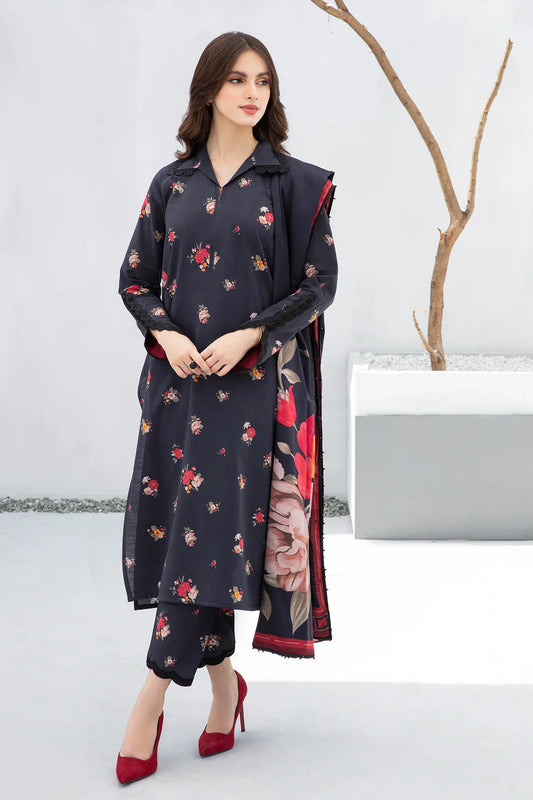 BAROQUE - 3PC KARANDI PRINTED SHIRT WITH KARANDI PRINTED DUAPTTA AND TROUSER-TANA-1593