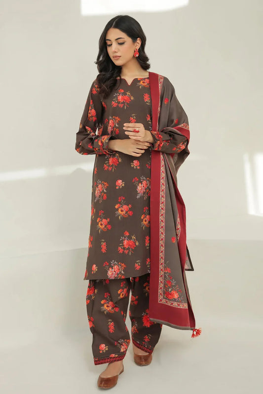 BAROQUE - 3PC KARANDI PRINTED SHIRT WITH KARANDI PRINTED DUAPTTA AND TROUSER-TANA-1597