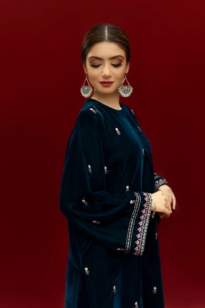 URGE - 2PC Velvet Heavy Embroidered Shirt With Velvet Heavy Embroidered Trouser -TBF-1911