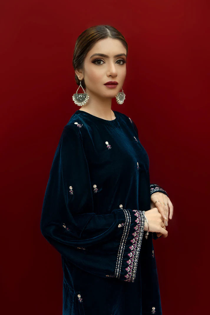 URGE - 2PC Velvet Heavy Embroidered Shirt With Velvet Heavy Embroidered Trouser -TBF-1911