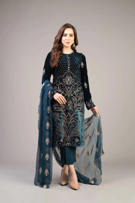 BAREEZE - 3PC LAWN EMBROIDERED WITH CHIFFON EMBROIDERED DUPATTA -TANA-5248