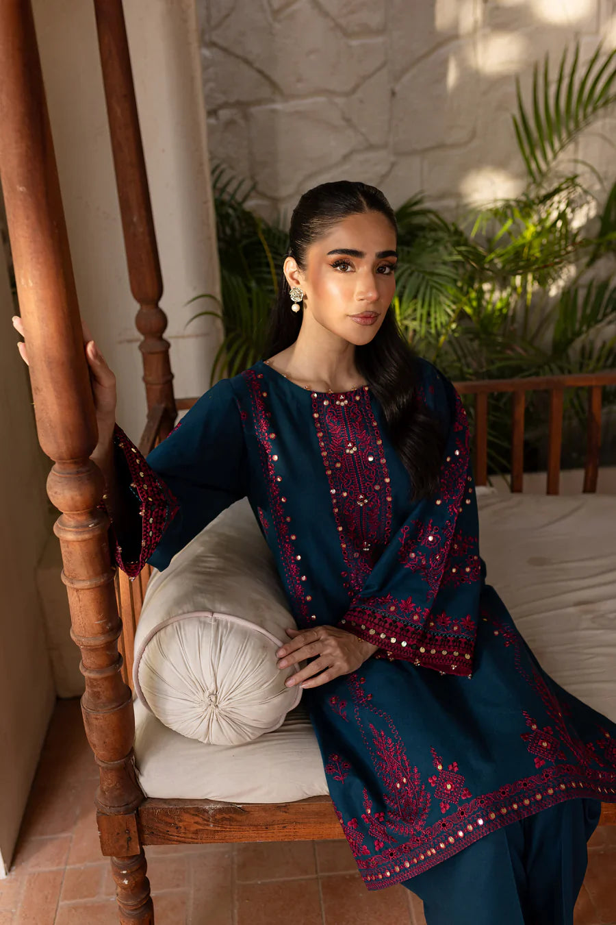 BATIK-2PC SEQUIN EMBROIDERED SHIRT WITH SEQUIN EMBROIDERED TROUSER-TBF-1808