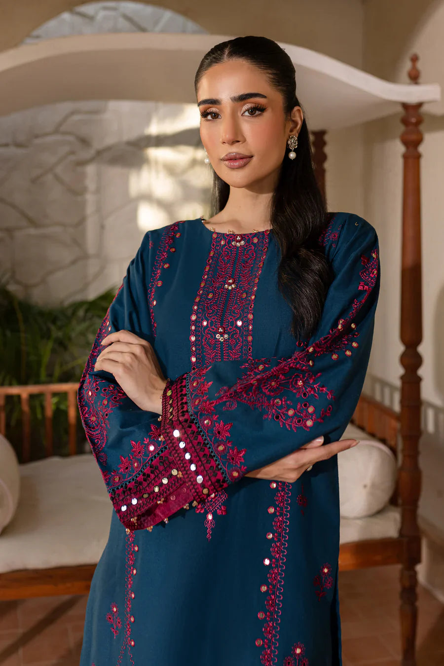 BATIK-2PC SEQUIN EMBROIDERED SHIRT WITH SEQUIN EMBROIDERED TROUSER-TBF-1808